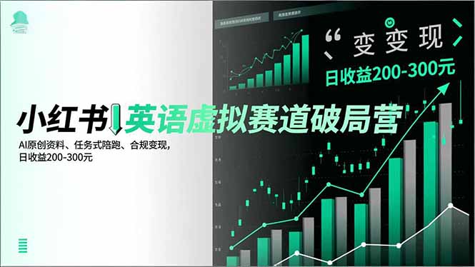 (16828期)小红书英语虚拟赛道破局营,AI原创资料、任务式陪跑、合规变现,日收益200-300元-赛德副业库
