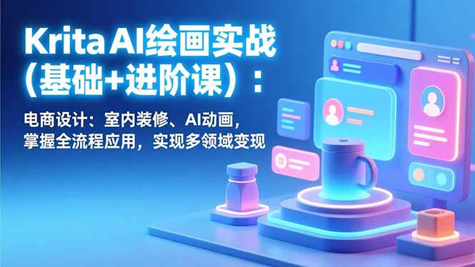 (17023期)Krita AI绘画实战(基础+进阶课):电商设计、室内装修、AI动画,掌握全流程应用,实现多领域变现-赛德副业库