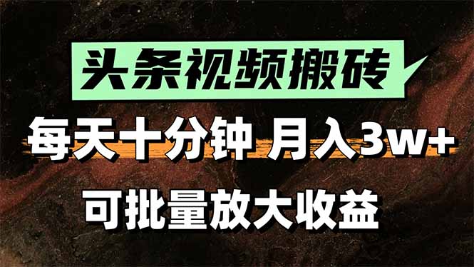 （15582期）2025最新副业玩法！AI搬运视频发头条，无脑发布也能月入过万！-赛德副业库