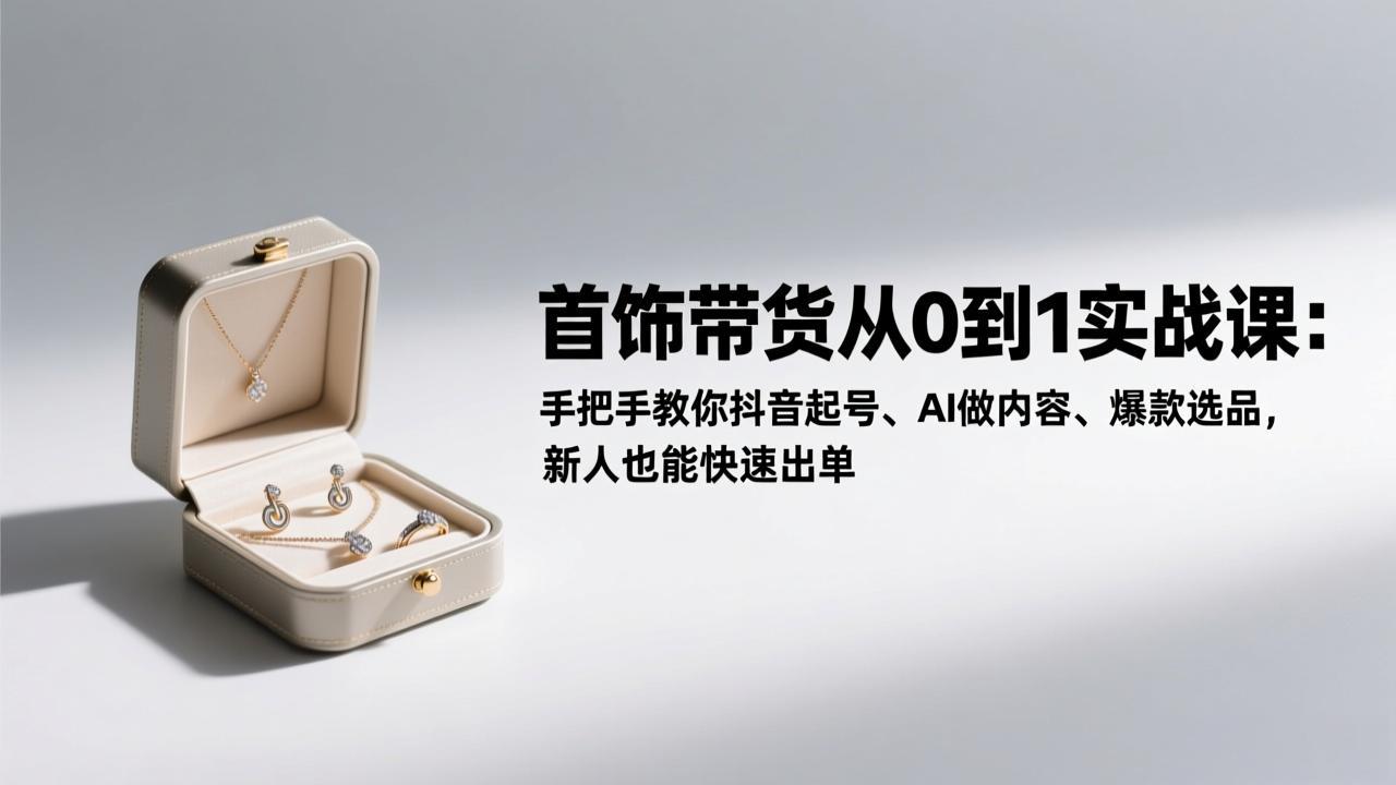 （17178期）首饰带货从0到1实战课：手把手教你抖音起号、AI做内容、爆款选品，新人也能快速出单-赛德副业库
