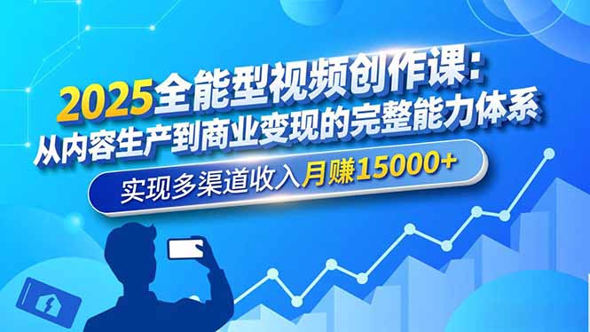 (16644期)2025全能型视频创作课:从内容生产到商业变现的完整能力体系,实现多渠道收入月赚15000+-赛德副业库