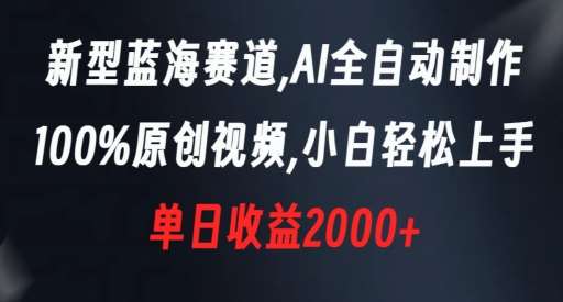 新型蓝海赛道，AI全自动制作，100%原创视频，小白轻松上手，单日收益2000+【揭秘】-赛德副业库
