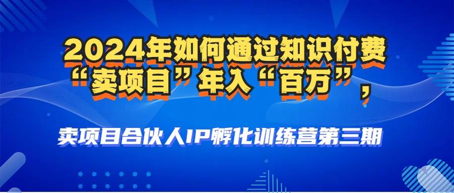 （12877期）2024年普通人如何通过知识付费“卖项目”年入“百万”人设搭建-黑科技…-赛德副业库