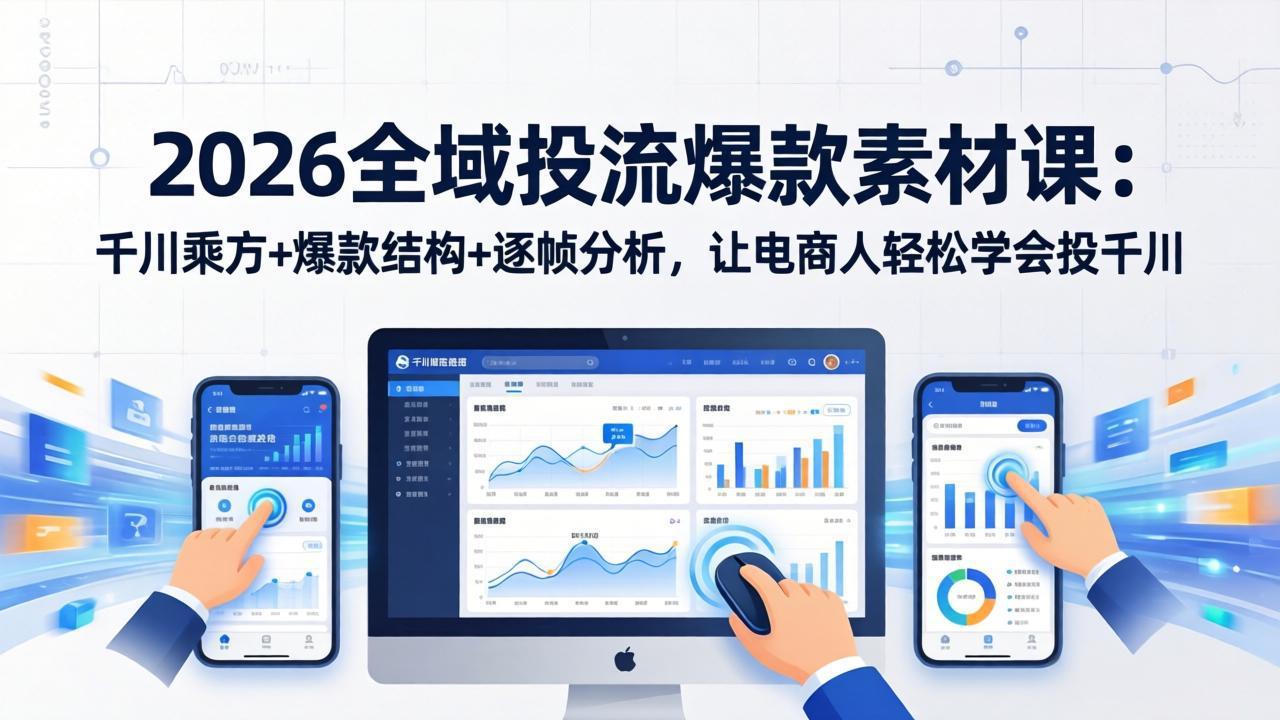 (17705期)2026全域投流爆款素材课:千川乘方+爆款结构+逐帧分析,让电商人轻松学会投千川-赛德副业库