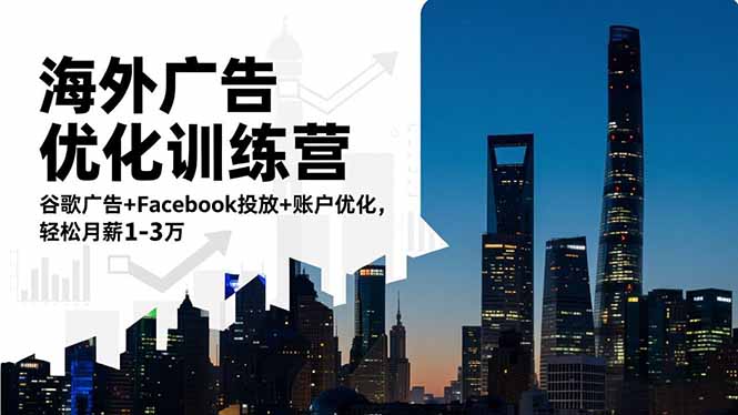 (16609期)海外广告优化训练营:谷歌广告+Facebook投放+账户优化,轻松月薪1-3万-赛德副业库