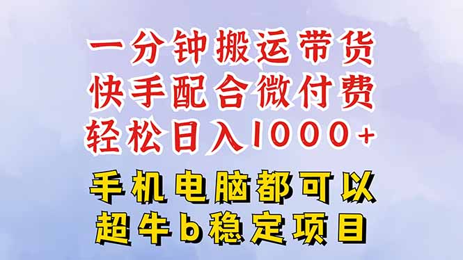 （16285期）快手黑科技一分钟搬运带货，一刀不剪过原创，微付费投流玩法，轻松日入…-赛德副业库