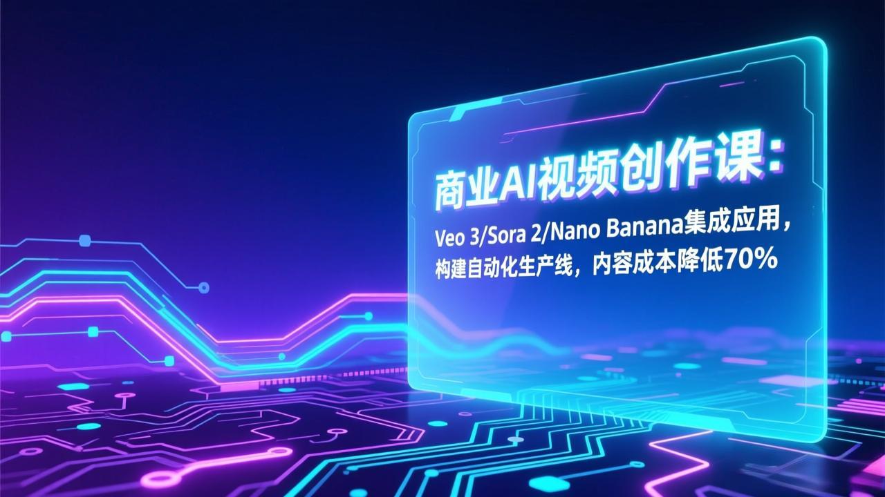 （17070期）商业AI视频创作课：Veo 3/Sora 2/Nano Banana集成应用，构建自动化生产线，内容成本降低70%-赛德副业库