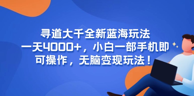 （15050期）寻道大千全新蓝海玩法，一天4000+，小白一部手机即可操作，无脑变现玩法！-赛德副业库