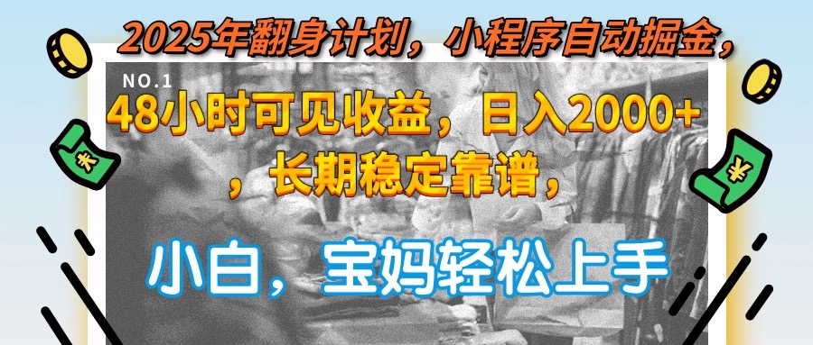（15082期）2025年翻身计划，小程序自动掘金48小时可见收益，日入2000+，长期稳定…-赛德副业库