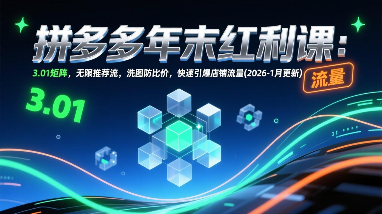 （17100期）拼多多年末红利课：3.01矩阵，无限推荐流，洗图防比价，快速引爆店铺流量(2026-1月更新)-赛德副业库