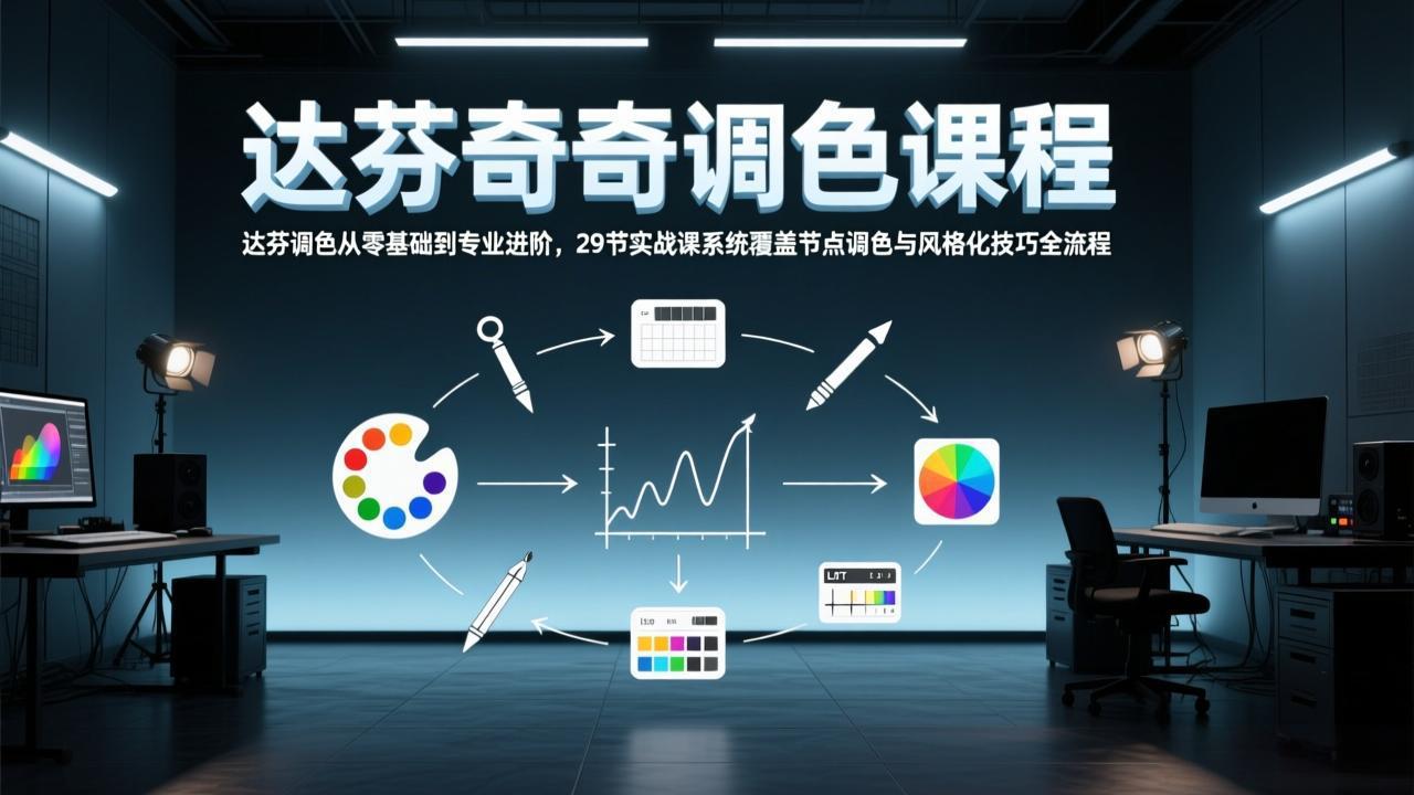 (17484期)达芬奇调色从零基础到专业进阶,29节实战课系统覆盖节点调色与风格化技巧全流程-赛德副业库