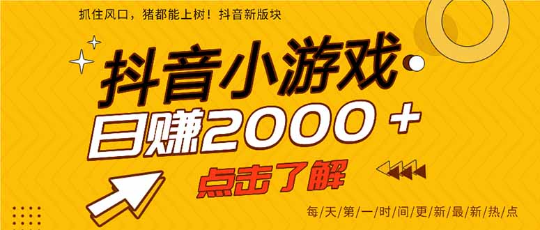 (16832期)2025年爆火的抖音小游戏项目,一部手机日入2000+-赛德副业库