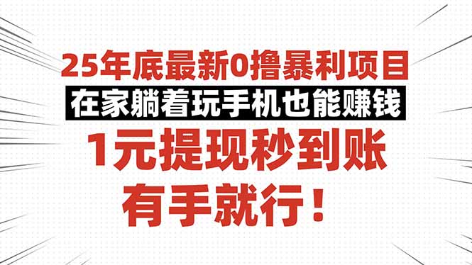 (16342期)25年底最新0撸暴利项目,在家躺着玩手机也能赚钱,1元提现秒到账,有手...-赛德副业库