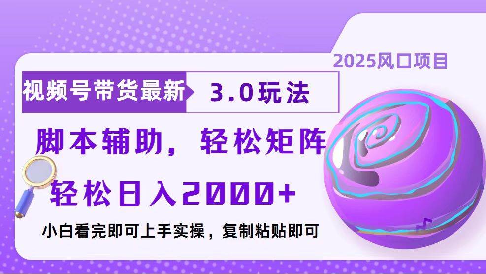（13959期）视频号带货最新3.0玩法，作品制作简单，当天起号，复制粘贴，脚本辅助…-赛德副业库
