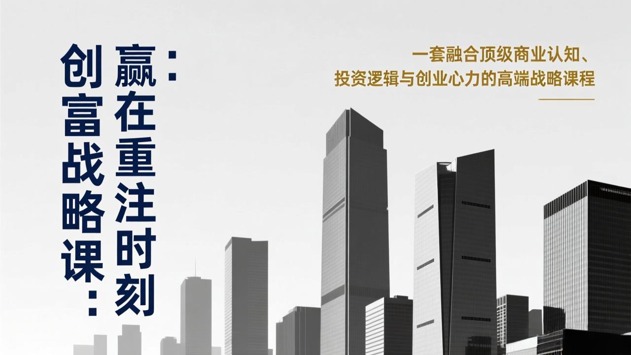 (17337期)《创富战略课:赢在重注时刻》一套融合顶级商业认知、投资逻辑与创业心力的高端战略课程-赛德副业库