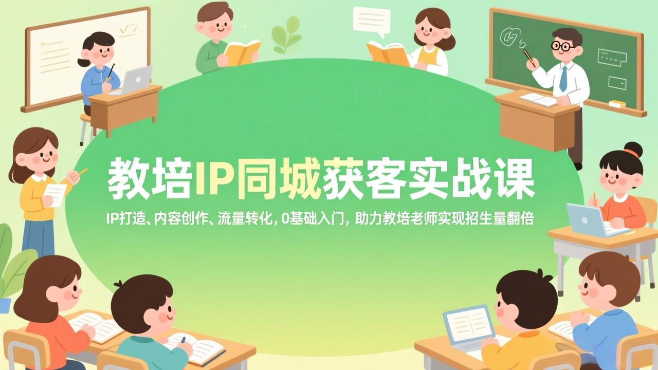 （17341期）教培IP同城获客实战课，IP打造、内容创作、流量转化，0基础入门，助力教培老师实现招生量翻倍-赛德副业库
