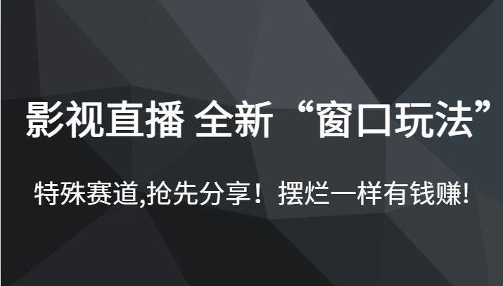 影视直播 全新“窗口玩法”，特殊赛道,抢先分享！摆烂一样有钱赚!-赛德副业库