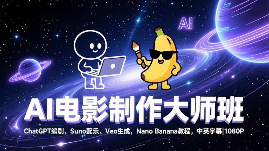 （17011期）AI电影制作大师班：ChatGPT编剧、Suno配乐、Veo生成，Nano Banana教程，中英字幕|1080P-赛德副业库