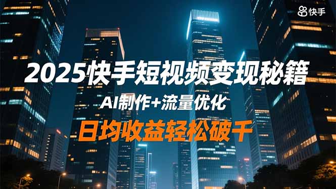 （16487期）2025快手短视频变现秘籍，AI制作+流量优化，日均收益轻松破千-赛德副业库