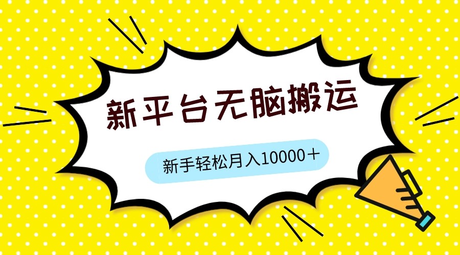 新平台用软件无脑搬运，月赚10000+，小白也能轻松上手-赛德副业库