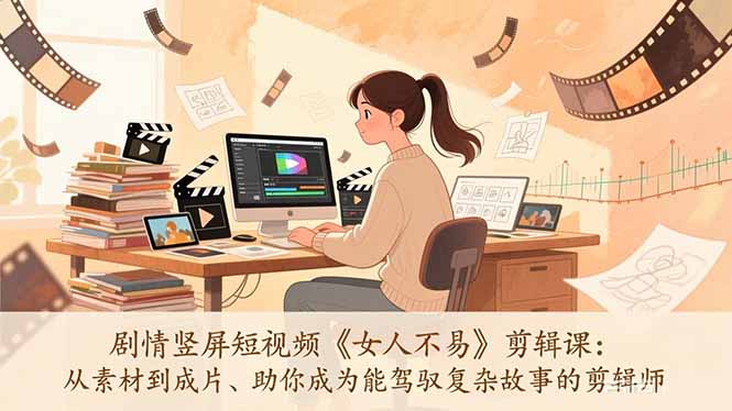 (17305期)剧情竖屏短视频《女人不易》剪辑课:从素材到成片、助你成为能驾驭复杂故事的剪辑师-赛德副业库