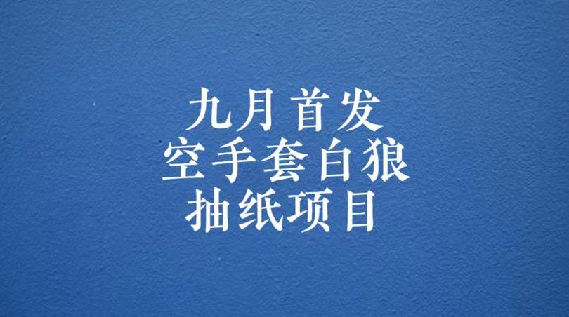 0成本，日入100-500空手套白狼抽纸项目，保姆级教学-赛德副业库