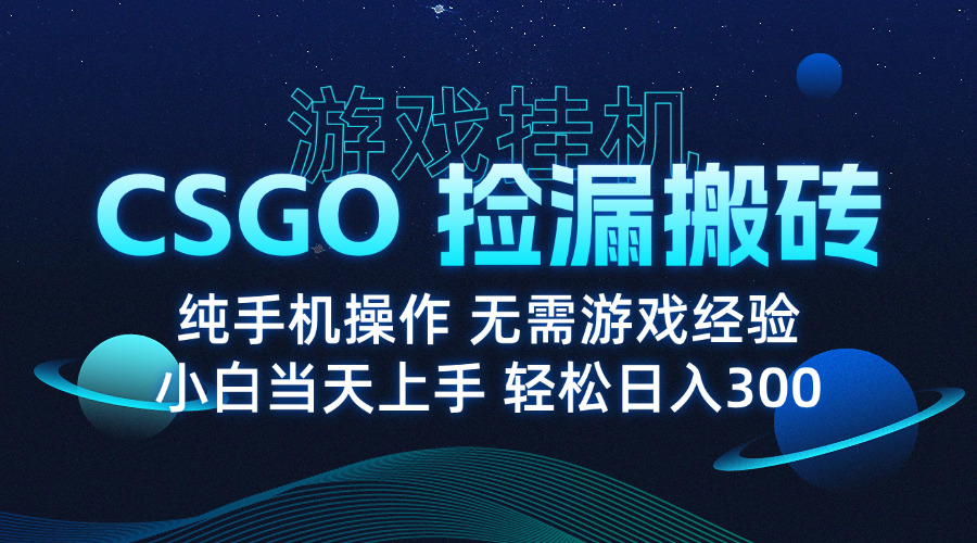 （15820期）8月最新游戏搬砖，CSGO纯挂机，不需要玩游戏，实现真挂机，月入1W+-赛德副业库