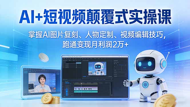(17454期)AI+短视频颠覆式实操课:掌握AI图片复刻、人物定制、视频编辑技巧,跑通变现月利润2万+-赛德副业库