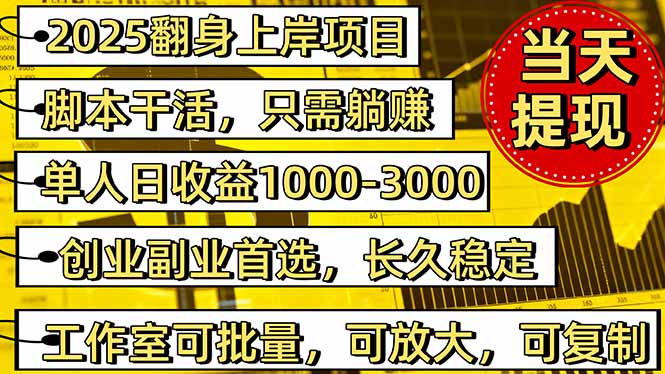 (16501期)2025翻身上岸项目脚本干活,内部客户经理内部开号,单人日收益1000-300...-赛德副业库