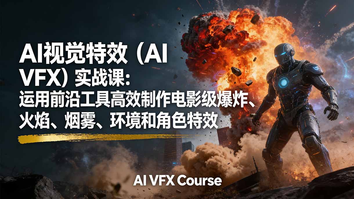 (17212期)AI视觉特效(AI VFX)实战课:运用前沿工具高效制作电影级爆炸、火焰、烟雾、环境和角色特效-赛德副业库
