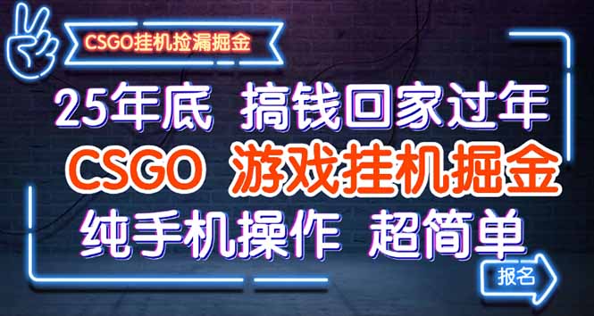 （16343期）25年底搞钱回家过年，CSGO游戏挂机掘金，纯手机操作超简单-赛德副业库