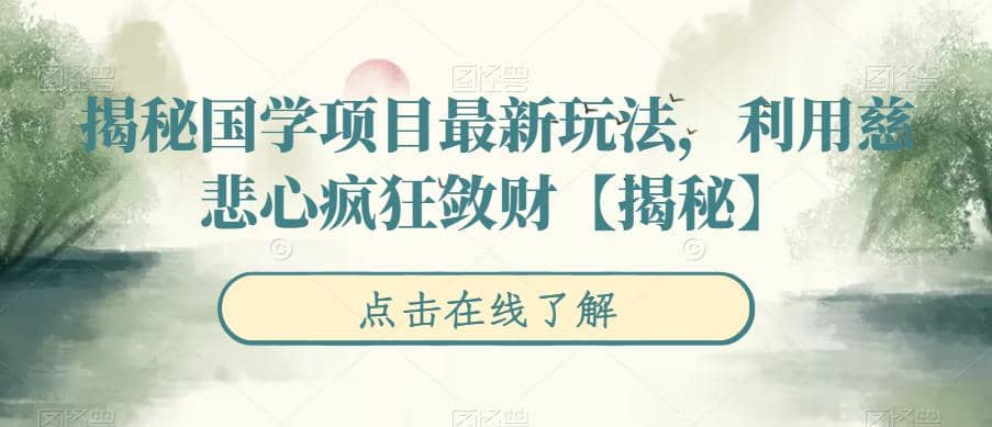 揭秘国学项目最新玩法,利用慈悲心疯狂敛财【揭秘】-赛德副业库