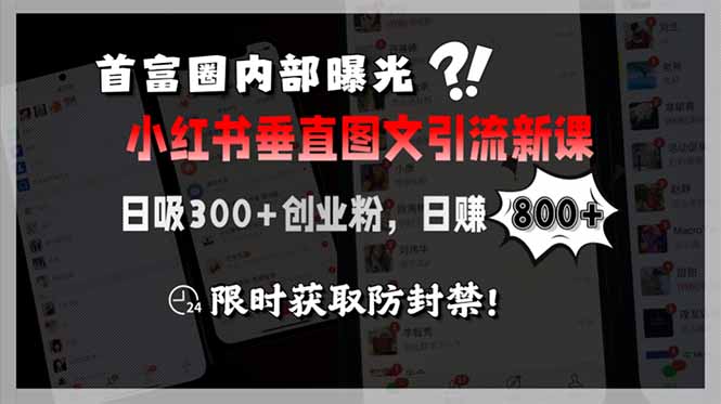 （15313期）首富圈内部曝光小红书垂直图文引流新课，日吸300+创业粉，日赚800+，限…-赛德副业库
