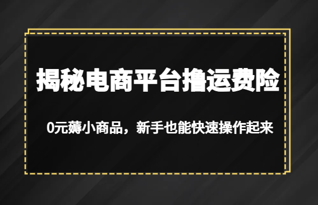揭秘电商平台撸运费险,0元薅小商品,新手也能快速操作起来 揭秘电商平台撸运费险,0元薅小商品,新手也能快速操作起来