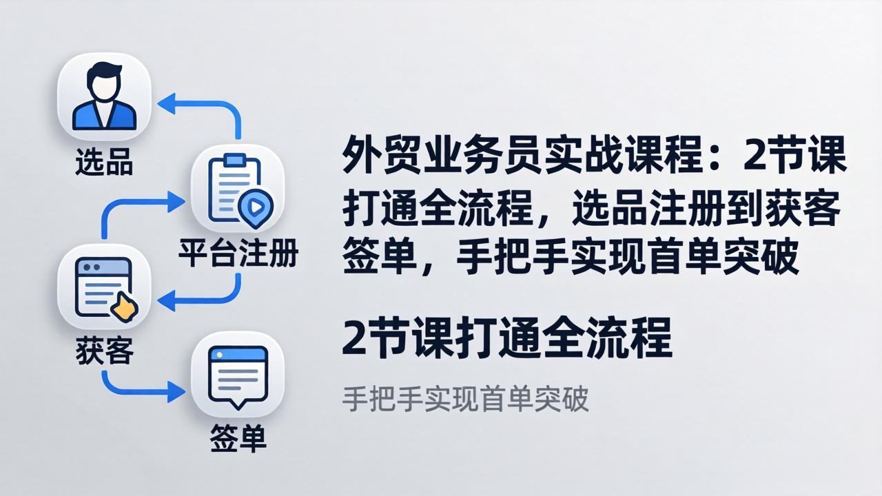 （17770期）外贸业务员实战课程：2节课打通全流程，选品注册到获客签单，手把手实现首单突破-赛德副业库