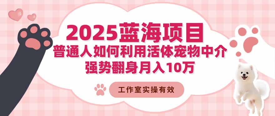 (16489期)2025蓝海项目:普通人如何利用活体宠物中介,强势翻身月入10万-赛德副业库
