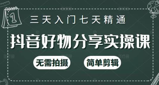 抖音好物分享实操课，无需拍摄，简单剪辑，短视频快速涨粉（125节视频课程）-赛德副业库
