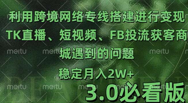 利用跨境电商网络及搭建TK直播、短视频、FB投流获客以及商城遇到的问题进行变现3.0必看版【揭秘】-赛德副业库