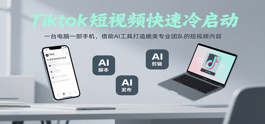 Tiktok短视频快速冷启动，一台电脑一部手机，借助AI工具打造媲美专业团队的短视频内容-赛德副业库