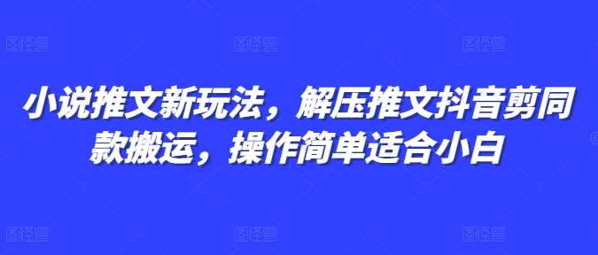 小说推文新玩法,解压推文抖音剪同款搬运,操作简单适合小白-赛德副业库