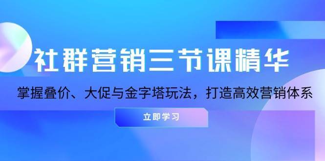 社群营销三节课精华：掌握叠价、大促与金字塔玩法，打造高效营销体系-赛德副业库