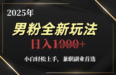 2025年男粉全新玩法,小白轻松上手,兼职副业首选,轻轻松松日入1k+-赛德副业库