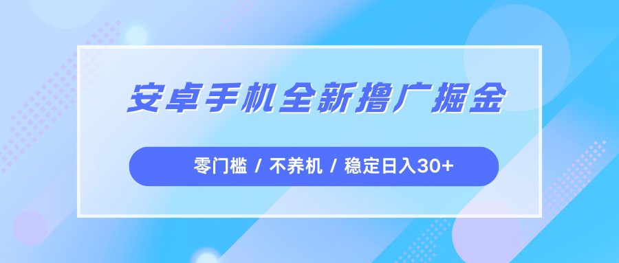 安卓手机全新撸广掘金,零门槛不养机,每天稳定收益30+-赛德副业库