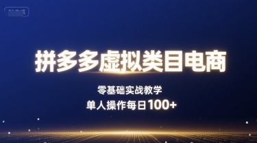 拼多多虚拟类目电商，零基础实战教学，单人操作每日100+-赛德副业库