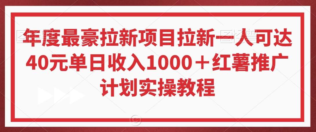 年度最豪拉新项目拉新一人可达40元单日收入1000＋红薯推广计划实操教程【揭秘】-赛德副业库