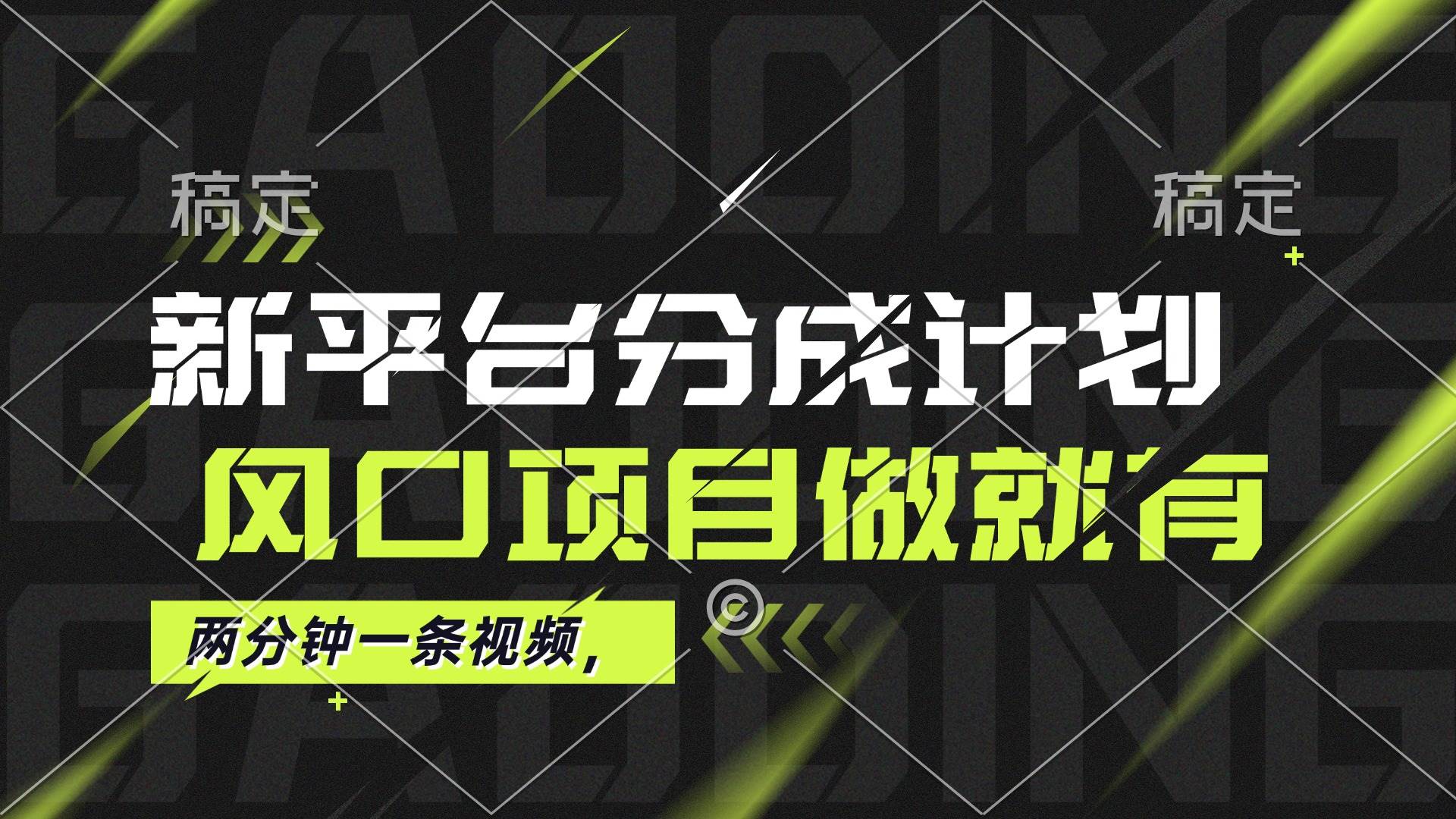 （12442期）最新平台分成计划，风口项目，单号月入10000+-赛德副业库