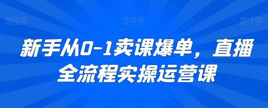 新手从0-1卖课爆单，直播全流程实操运营课-赛德副业库