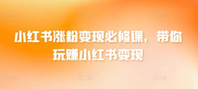 小红书涨粉变现必修课，带你玩赚小红书变现-赛德副业库