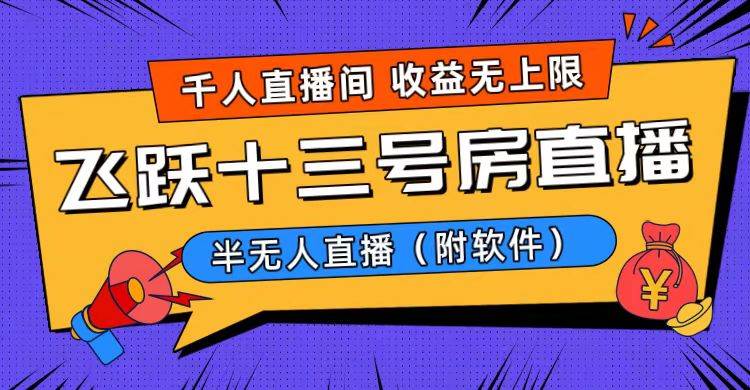 （8711期）爆火飞跃十三号房半无人直播，一场直播上千人，日入过万！（附软件）-赛德副业库