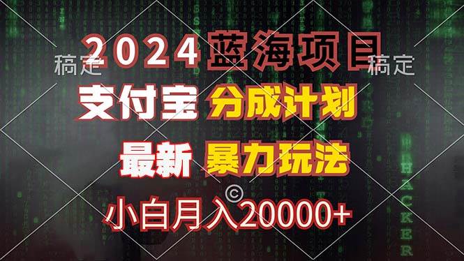 （12339期）2024蓝海项目，支付宝分成计划，暴力玩法，刷爆播放量，小白月入20000+-赛德副业库